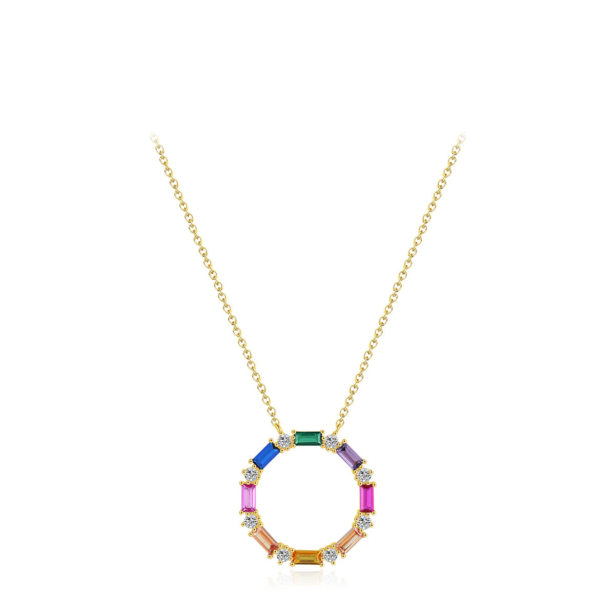 Rainbow CZ Pendant Necklace