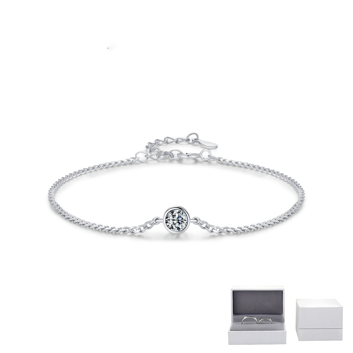 Bezel Setting Diamond Chain Bracelet