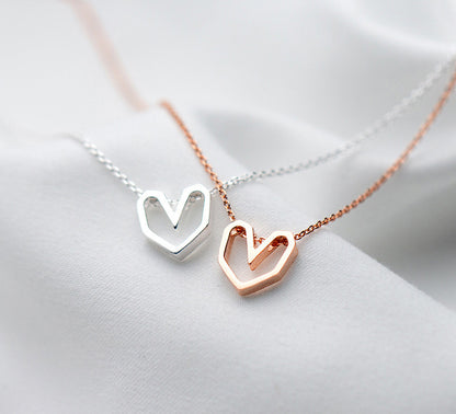 Rose Gold Silver Heart Choker