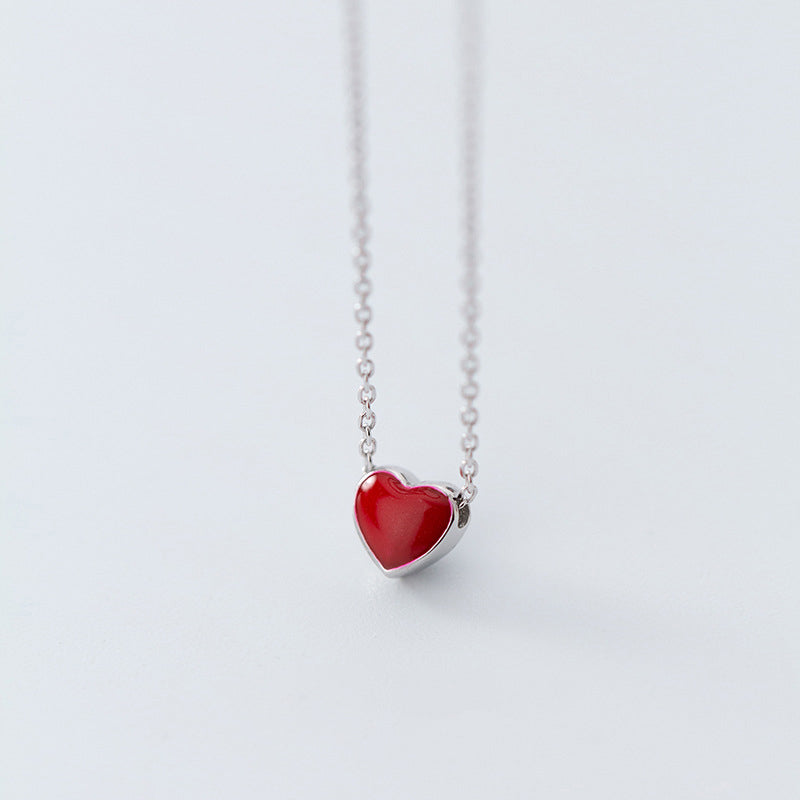 Enamel Hearts Sterling Pendant Necklace - 3 Colors