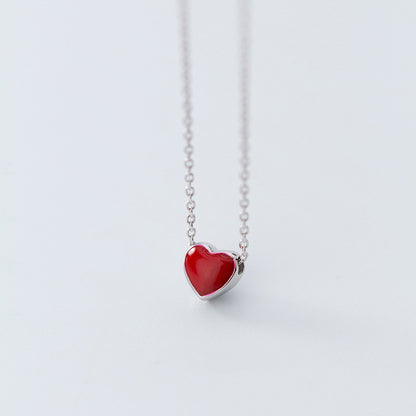 Enamel Hearts Sterling Pendant Necklace - 3 Colors
