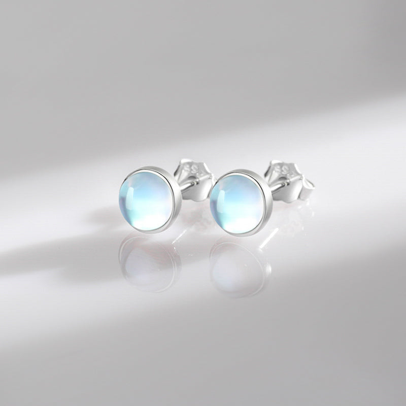 Round Exquisite Moonstone Earrings