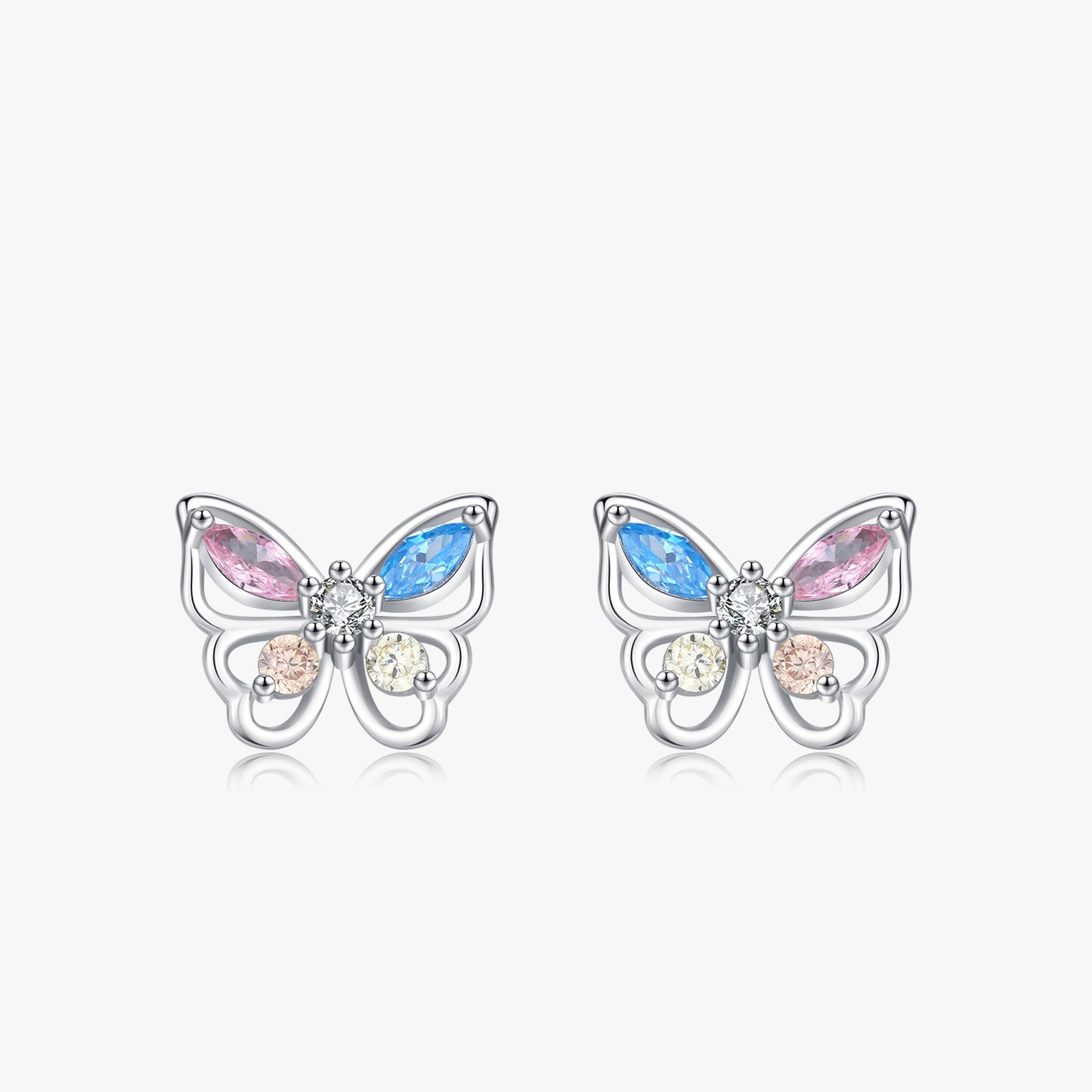 Rainbow Zirconia Butterfly Earrings