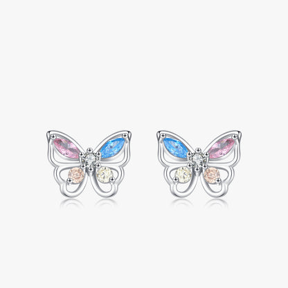 Rainbow Zirconia Butterfly Earrings