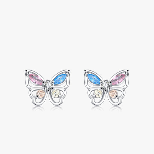 Rainbow Zirconia Butterfly Earrings