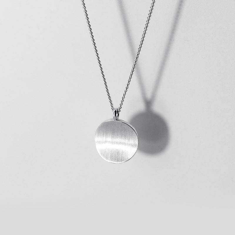 Classic Concave Round Pendant Simple Necklace