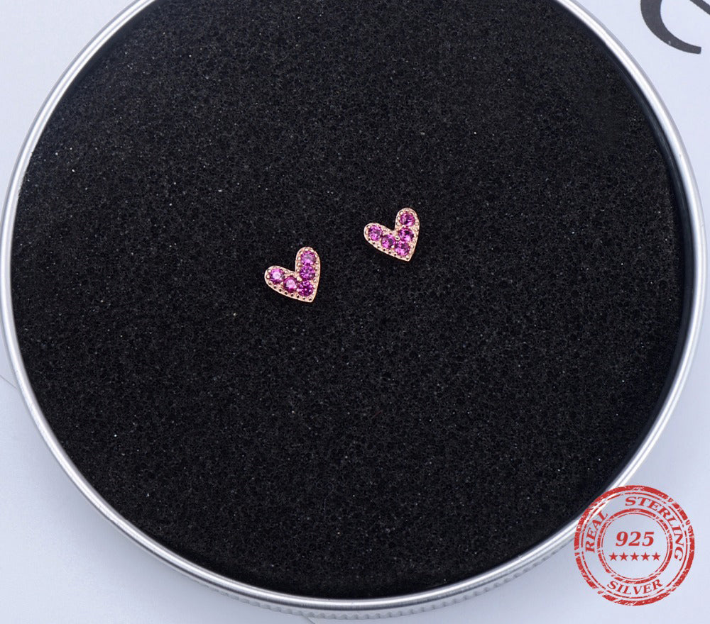 Hearts Rose Gold CZ Stud Earrings