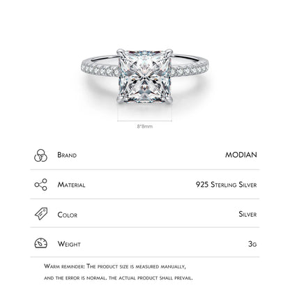 MODIAN 925 Sterling Silver Luxury Sparkling Crushed Ice Cut Clear Cubic Zirconia Ring For Women Wedding Engagement Fine Jewelry
