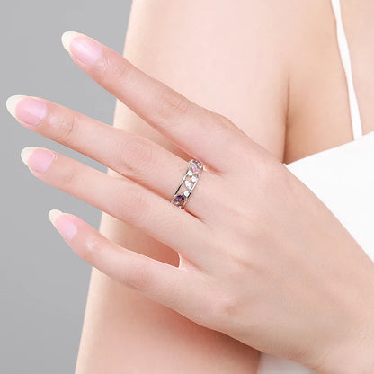 Modian 925 Sterling Silver Rainbow Color Zirconia Women Stud Earrings Geometric Stackable Ring Fashion Ears Fine Jewelry Sets