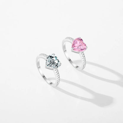 MODIAN 925 Sterling Silver Romantic Dazzling Pink Hearts Zirconia Wedding Ring For Women Engagement Classic Fine Jewelry Gifts