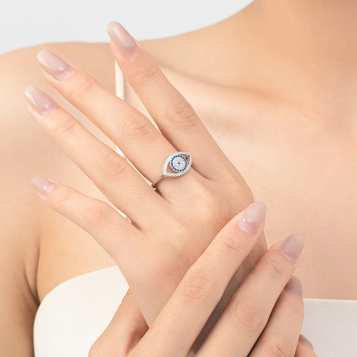MODIAN 925 Sterling Silver Trendy Blue CZ Eye's Jewelry Sets Charm Bracelets Luxury Rings Necklace For Women Christmas Gifts