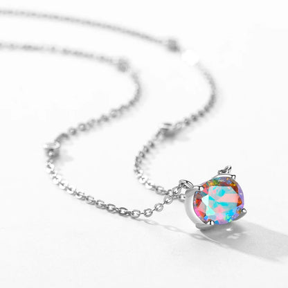 Modian 925 Sterling Silver Rainbow Color Zirconia Oval Jewelry Sets Classic Ring Drop Earrings Nekclace Pendant For Women Gifts