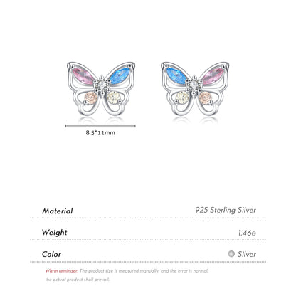 Rainbow Zirconia Butterfly Earrings