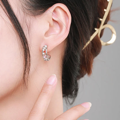 Modian 925 Sterling Silver Rainbow Color Zirconia Women Stud Earrings Geometric Stackable Ring Fashion Ears Fine Jewelry Sets