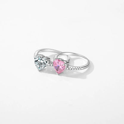 MODIAN 925 Sterling Silver Romantic Dazzling Pink Hearts Zirconia Wedding Ring For Women Engagement Classic Fine Jewelry Gifts