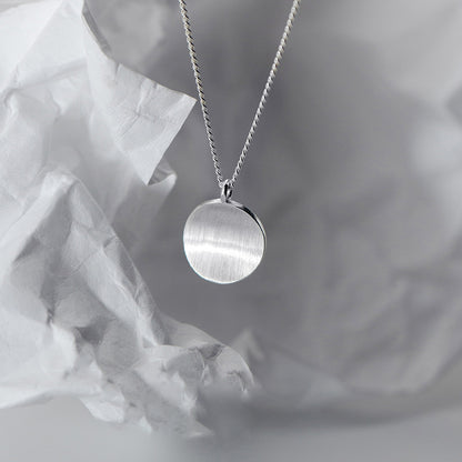 Classic Concave Round Pendant Simple Necklace