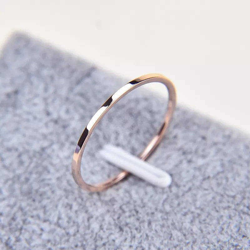 Thin Titanium Color Steel Band Ring
