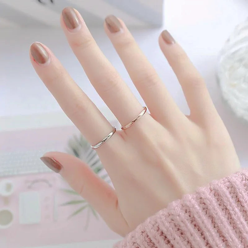 Thin Titanium Color Steel Band Ring