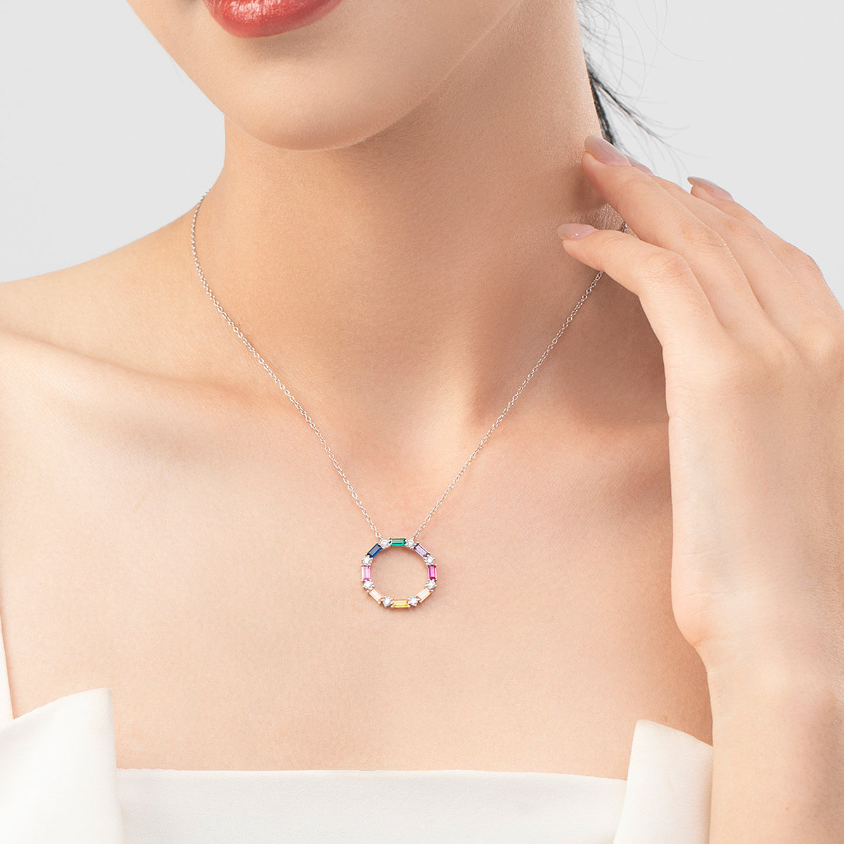 Rainbow CZ Pendant Necklace