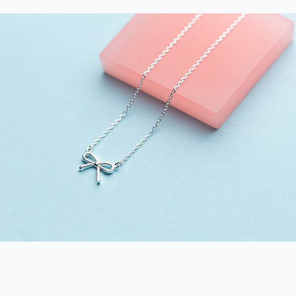 Elegant Bowknot Necklace Sterling Silver Pendant