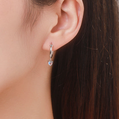 Hearts Moonstone Fashion Hoop Earrings