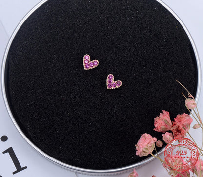 Hearts Rose Gold CZ Stud Earrings