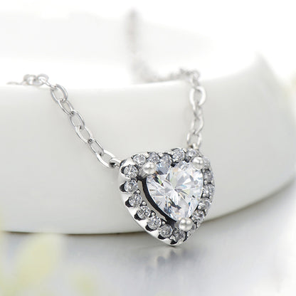 Clear CZ Heart Pendant Necklace