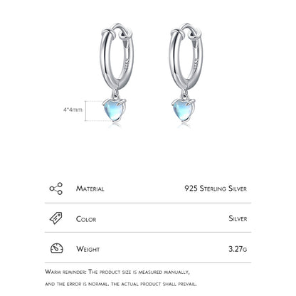 Hearts Moonstone Fashion Hoop Earrings