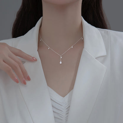 Twinkling CZ Water Drop Sterling Silver Necklace Chain