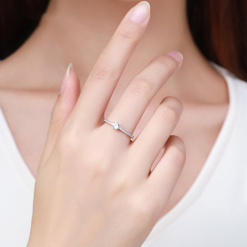 Silver Clear CZ Simple Wedding Ring