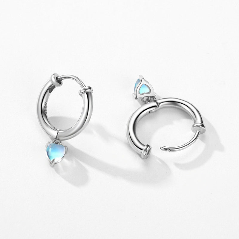 Hearts Moonstone Fashion Hoop Earrings