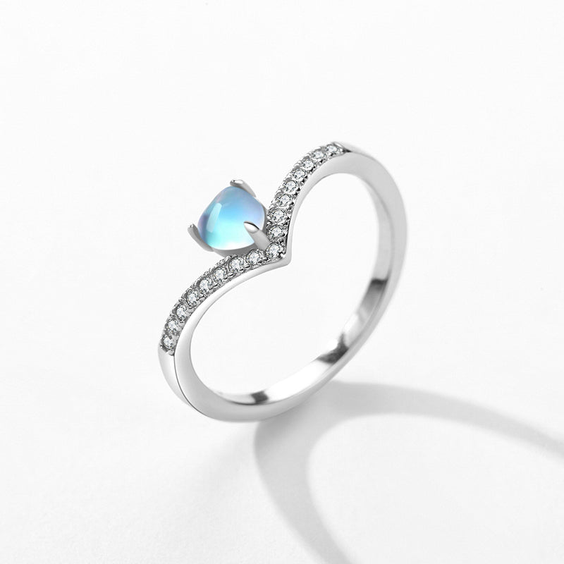 Arrow Heart Cut Moon Stone Ring