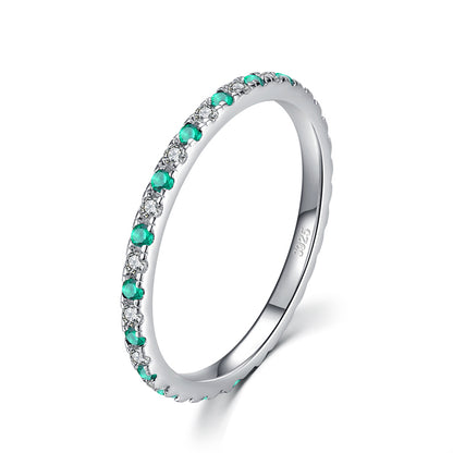 Rainbow Wedding Band Silver Rings