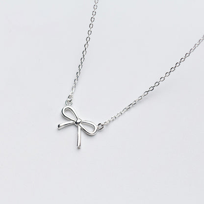 Elegant Bowknot Necklace Sterling Silver Pendant