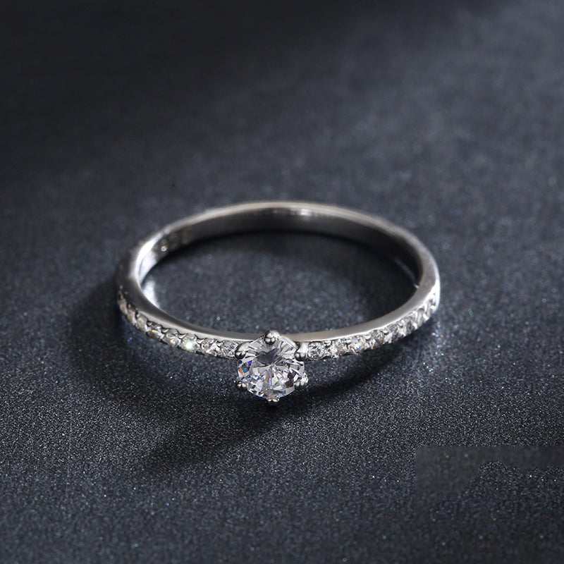 Silver Clear CZ Simple Wedding Ring