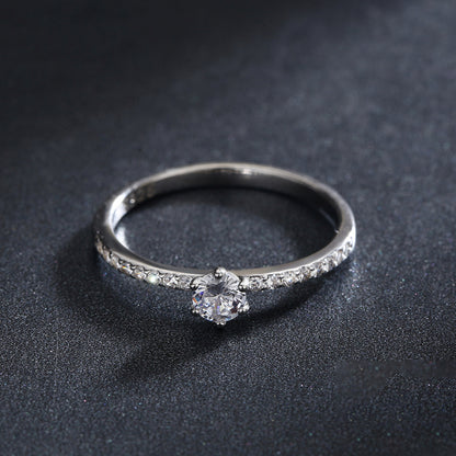 Silver Clear CZ Simple Wedding Ring